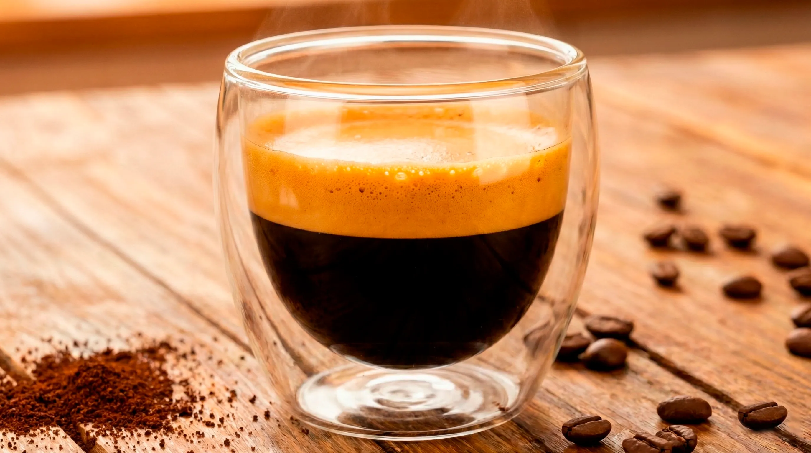 Густая кофейная пенка на эспрессо приготовленном в кофемашине Альватто