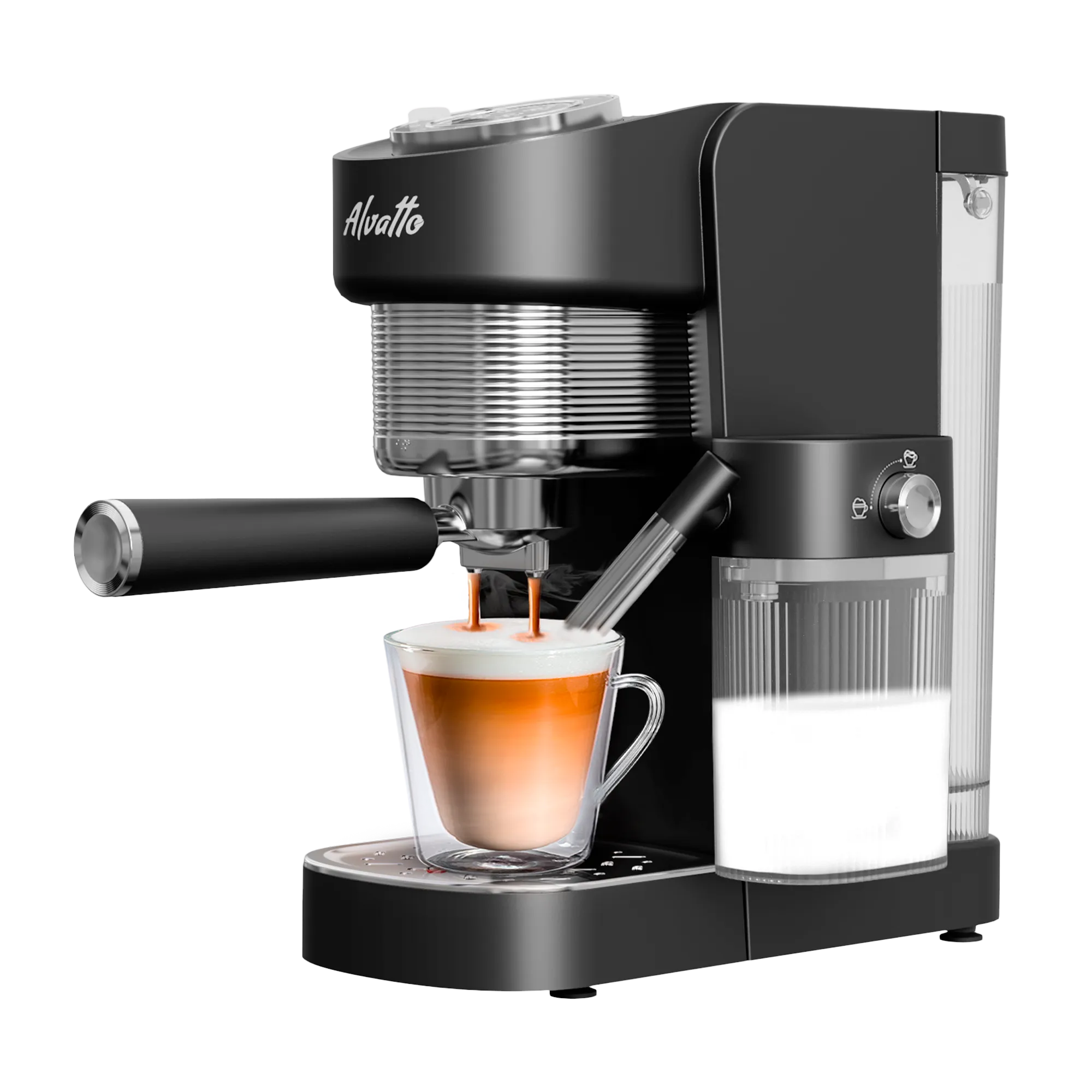 Рожковая кофемашина Альватто Корнет Про с автоматическим капучинатором, 20 бар, сенсорный дисплей