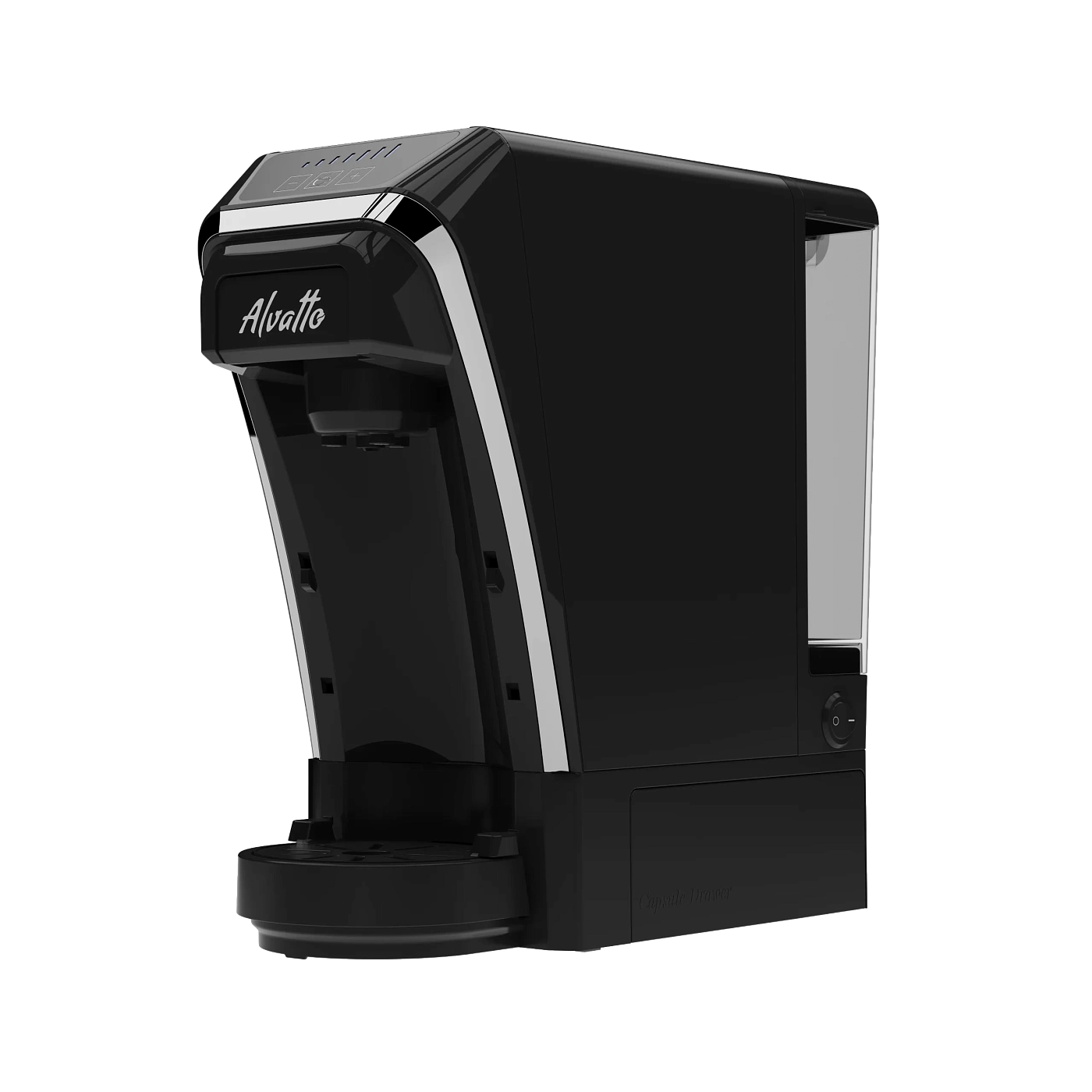 Универсальная капсульная кофемашина Альватто Дуэт 3-в-1 для капсул Неспрессо, Дольче Густо и молотого кофе, черная, 20 бар